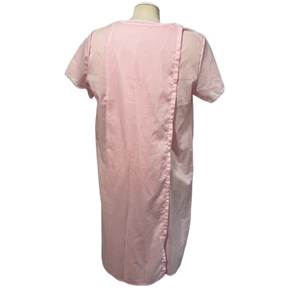 Vintage Handmade Pink Floral Embroidered Wrap Night Gown Robe Sz S/M Womens Shor - Picture 2 of 12